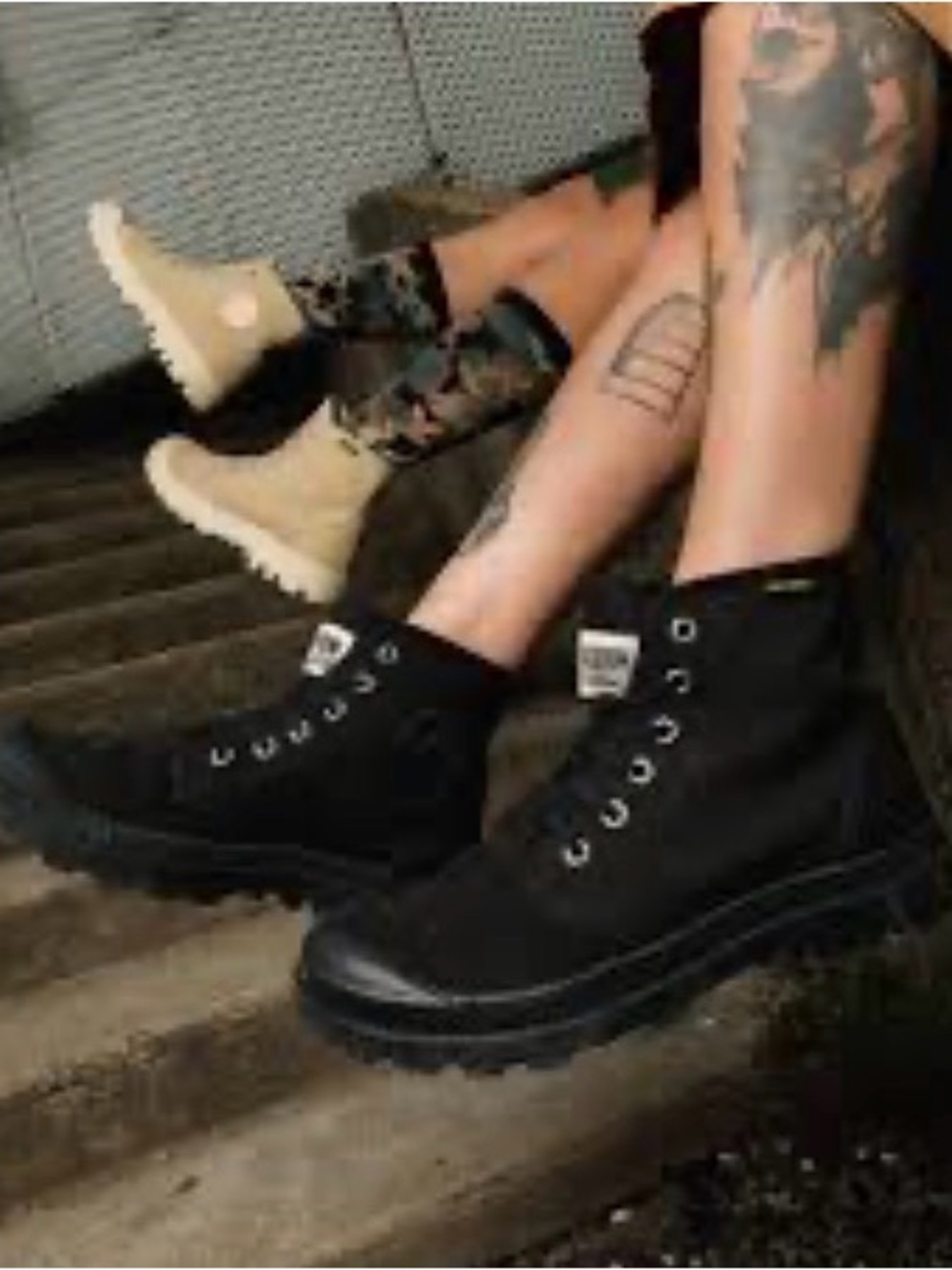 Palladium Black Canvas Lace-Up Women's Combat Boots Unisex M 9 W 10.5